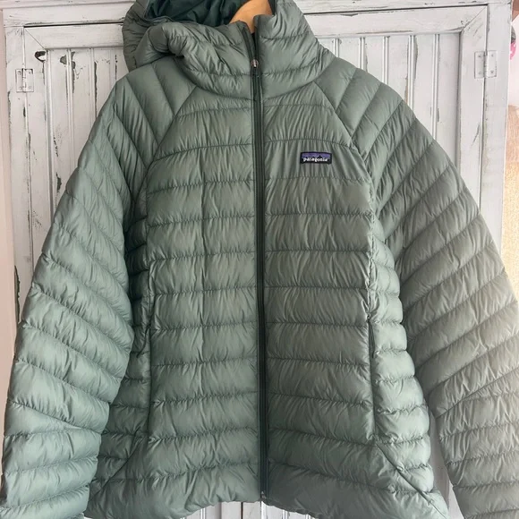 EUC Patagonia Down Sweater Puffer Jacket women’s sage green blue XXL good 4 XL - Picture 3 of 11